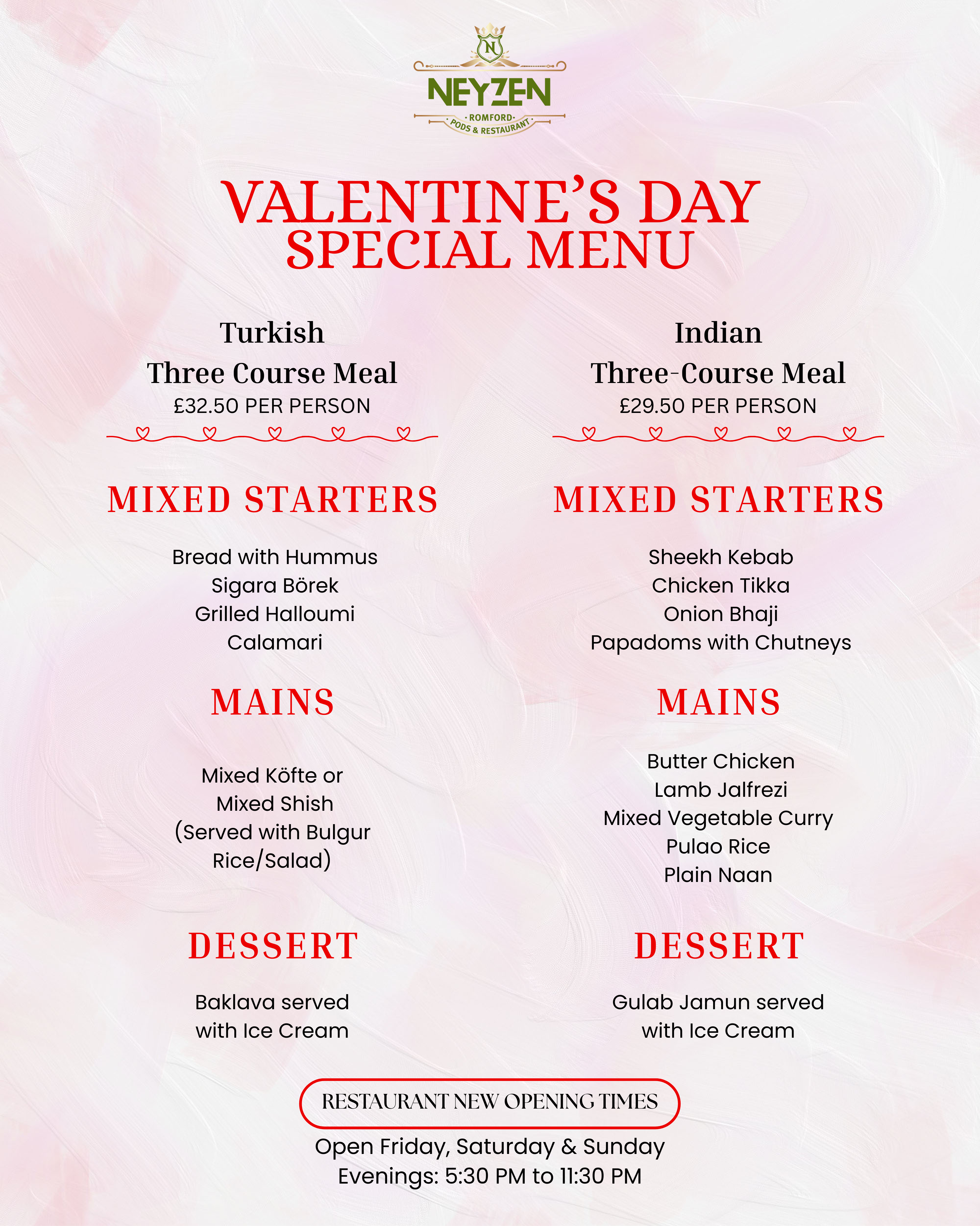 Valentine Special Menu